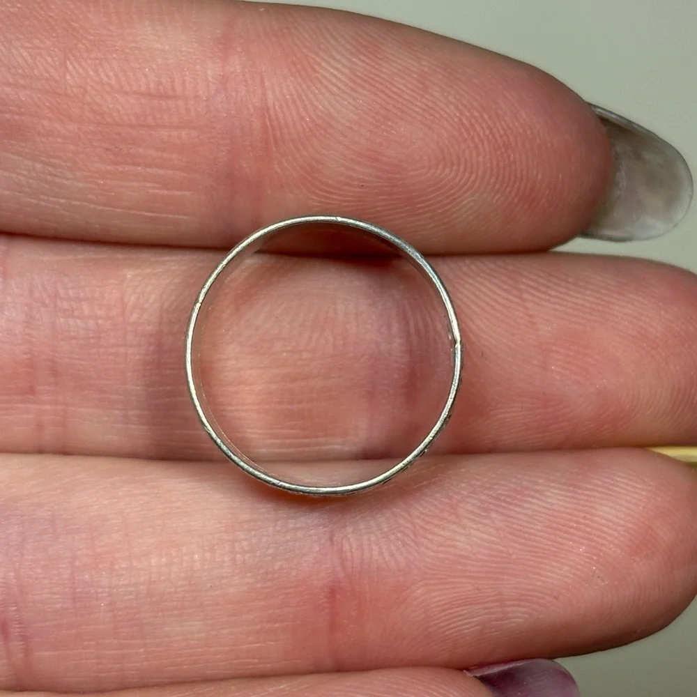 Sterling Silver Antique Floral Engraved Eternity Band Ring